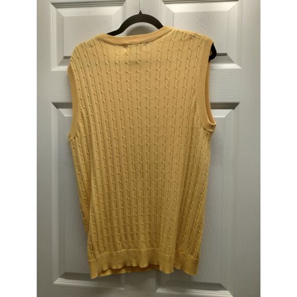 Vintage Sedgefield Golf Men's Size Medium Vest Yellow Cotton Cable Knit V-Neck - Picture 3 of 5